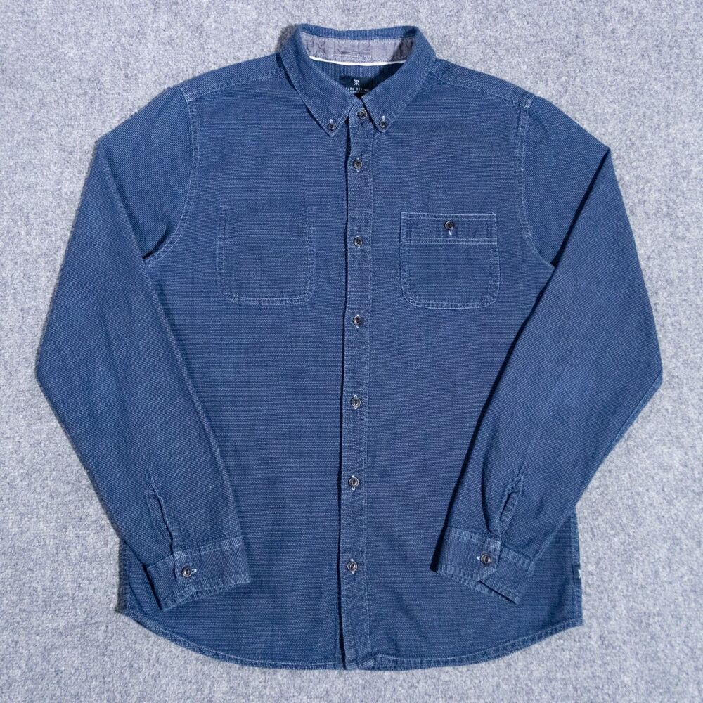 Roark Ritual Long Sleeve Woven Indigo Blue Button Shirt Men's Medium Workwear